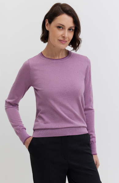 Sweter z kontrastem z wełny merino