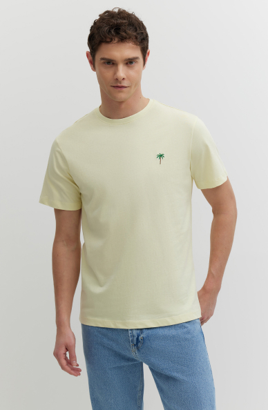 T-shirt z bawełny merceryzowanej z haftem