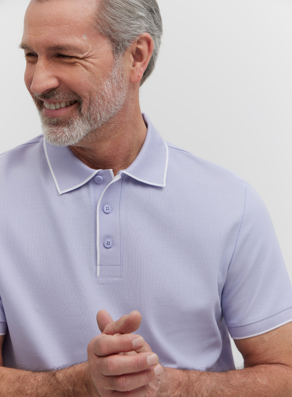 Polo z bawełny podwójnie merceryzowanej z kontrastem