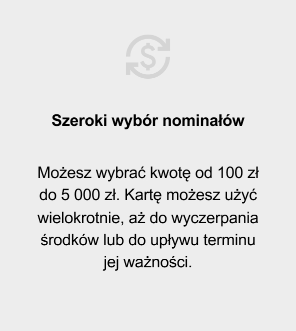 Szeroki wybór nominałów