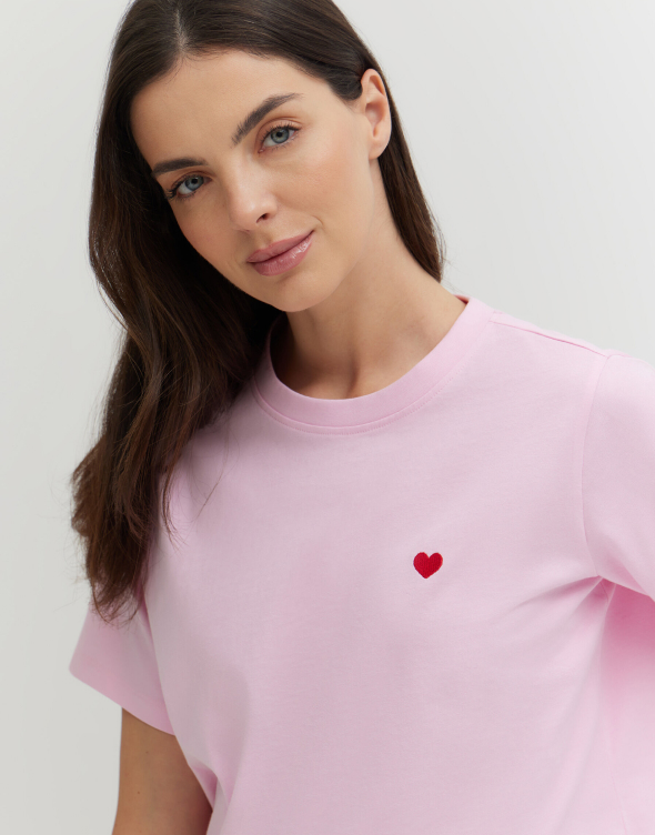 T-shirt z haftem z bawełny merceryzowanej