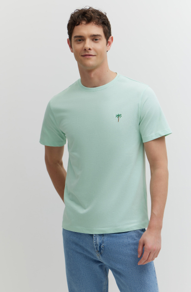 T-shirt z bawełny merceryzowanej z haftem