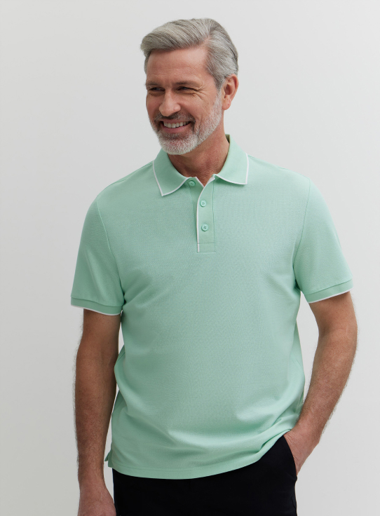 Polo z bawełny podwójnie merceryzowanej z kontrastem