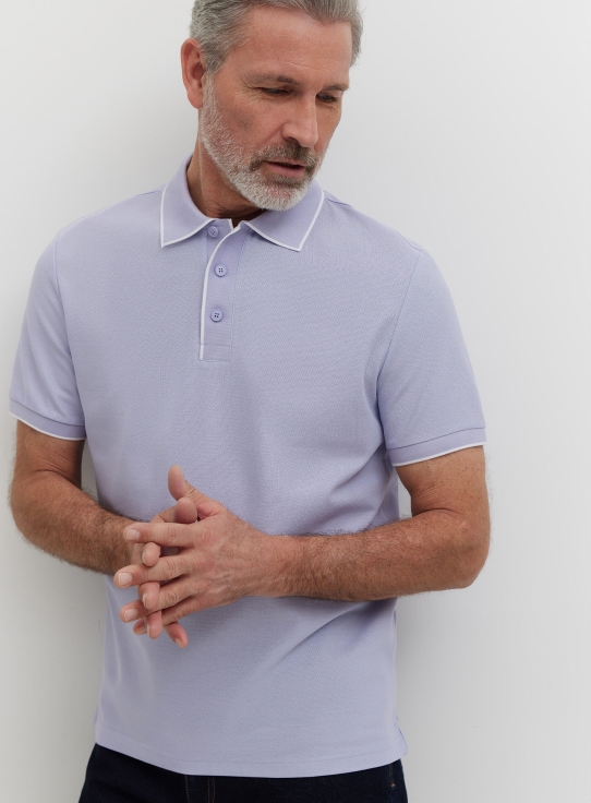 Polo z bawełny podwójnie merceryzowanej z kontrastem