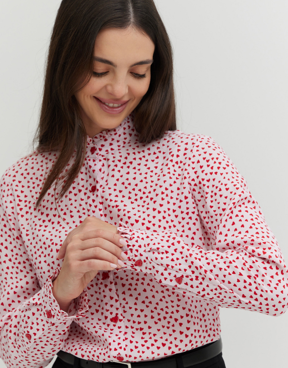 Koszula z wiskozy w serduszka
