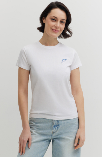 T-shirt z merceryzowanej z haftem