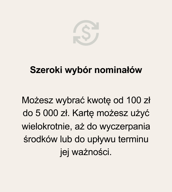 Szeroki wybór nominałów